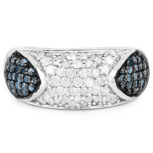 0.94 Carat Genuine Blue Diamond and White Diamond .925 Sterling Silver Ring - Image 6