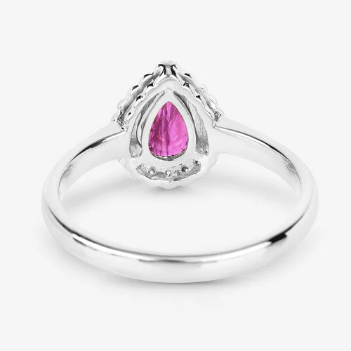 0.94 Carat Genuine Ruby and White Diamond 14K White Gold Ring - Image 7