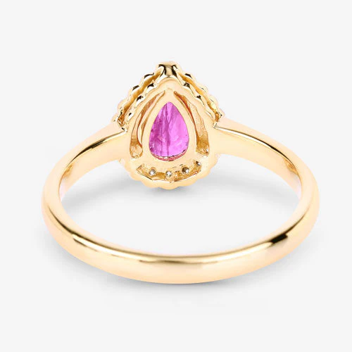 0.94 Carat Genuine Ruby and White Diamond 14K Yellow Gold Ring - Image 7
