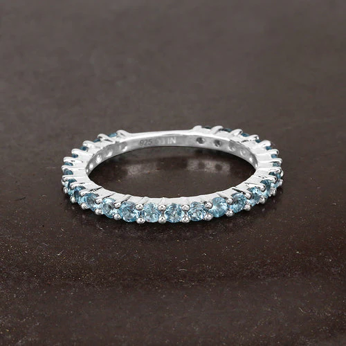 0.94 Carat Genuine Swiss Blue Topaz .925 Sterling Silver Ring - Image 10