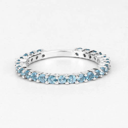 0.94 Carat Genuine Swiss Blue Topaz .925 Sterling Silver Ring - Image 6