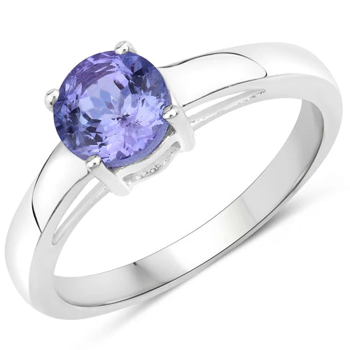 0.95 Carat Genuine Tanzanite .925 Sterling Silver Ring - Image 4