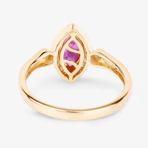 0.96 Carat Genuine Ruby and White Diamond 14K Yellow Gold Ring - Image 7