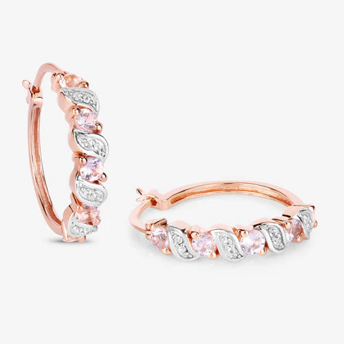 0.98 Carat Genuine Morganite and White Topaz .925 Sterling Silver Earrings - Image 6