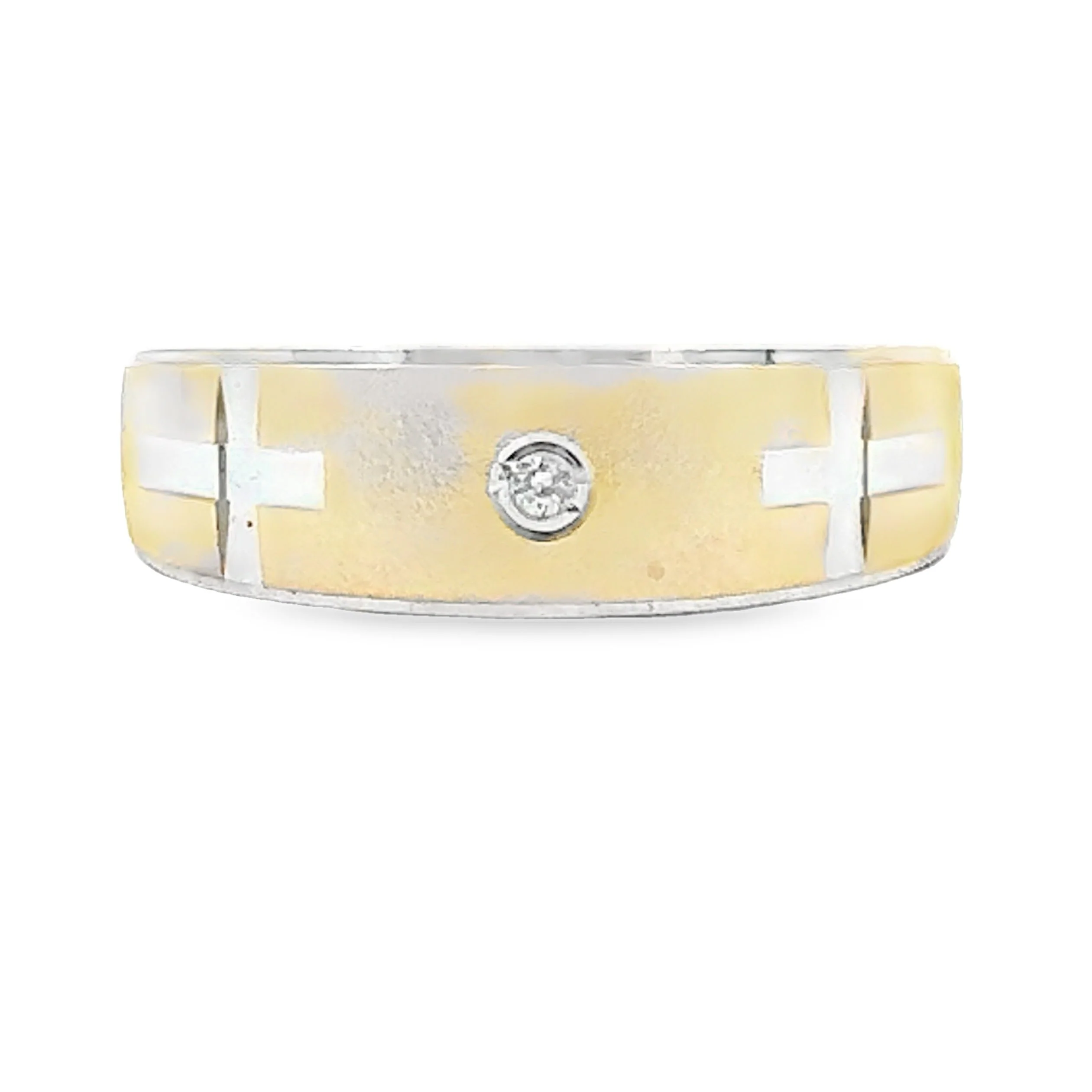 .02ct Mens Ring Wedding Band Sterling Silver 14KT Gold - Image 3