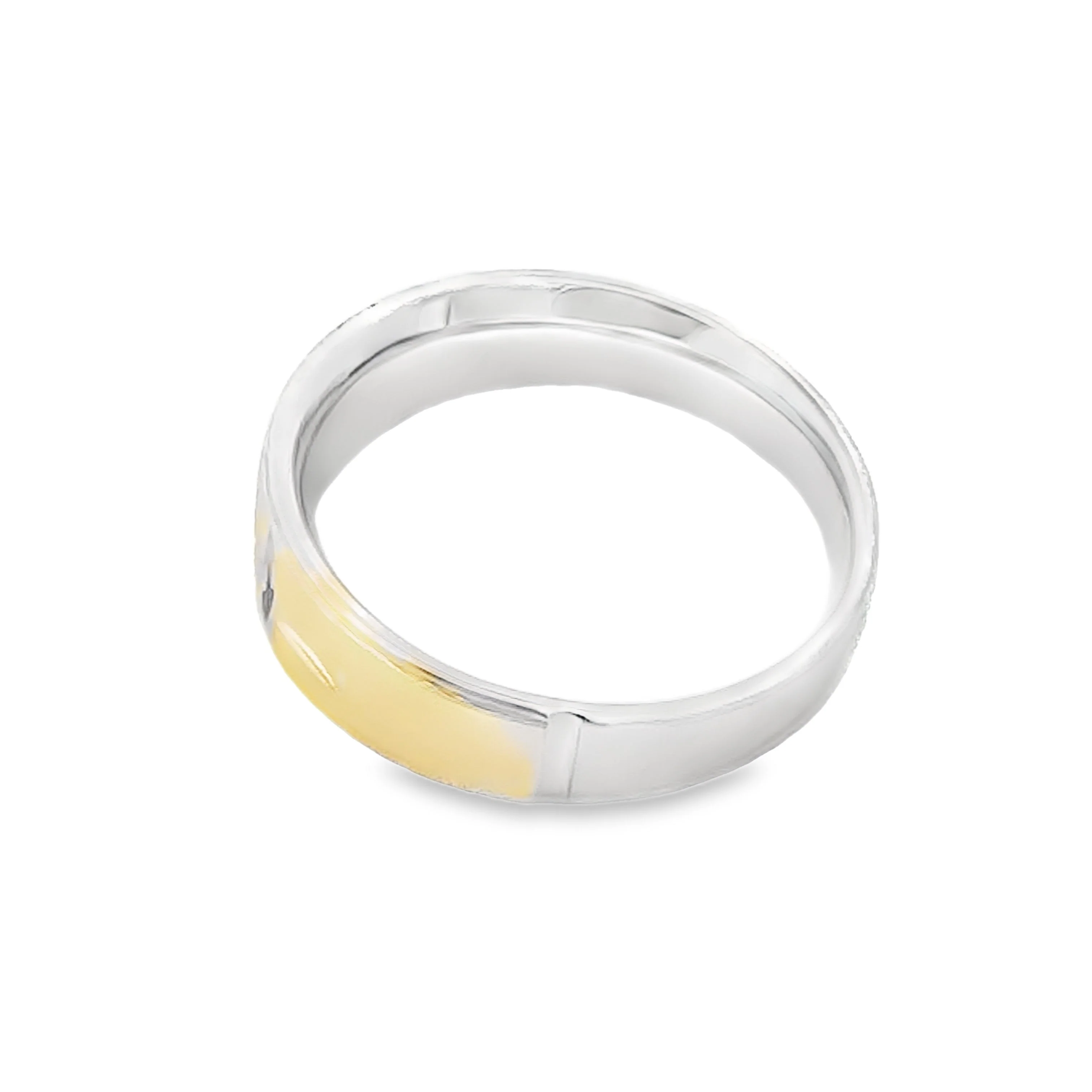 .02ct Mens Ring Wedding Band Sterling Silver 14KT Gold - Image 5