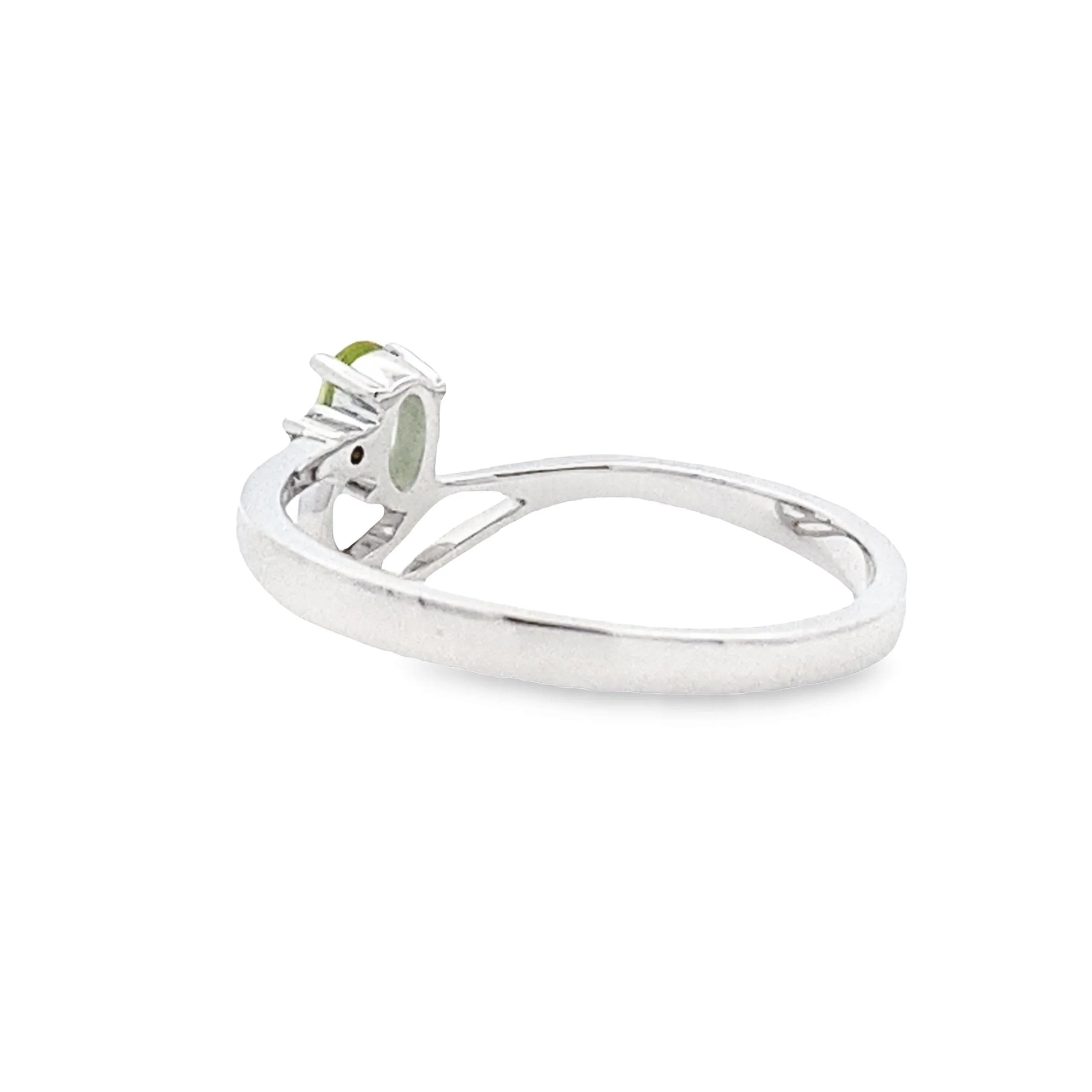 .02ct Peridot Diamond Ring 10KT White Gold - Image 5