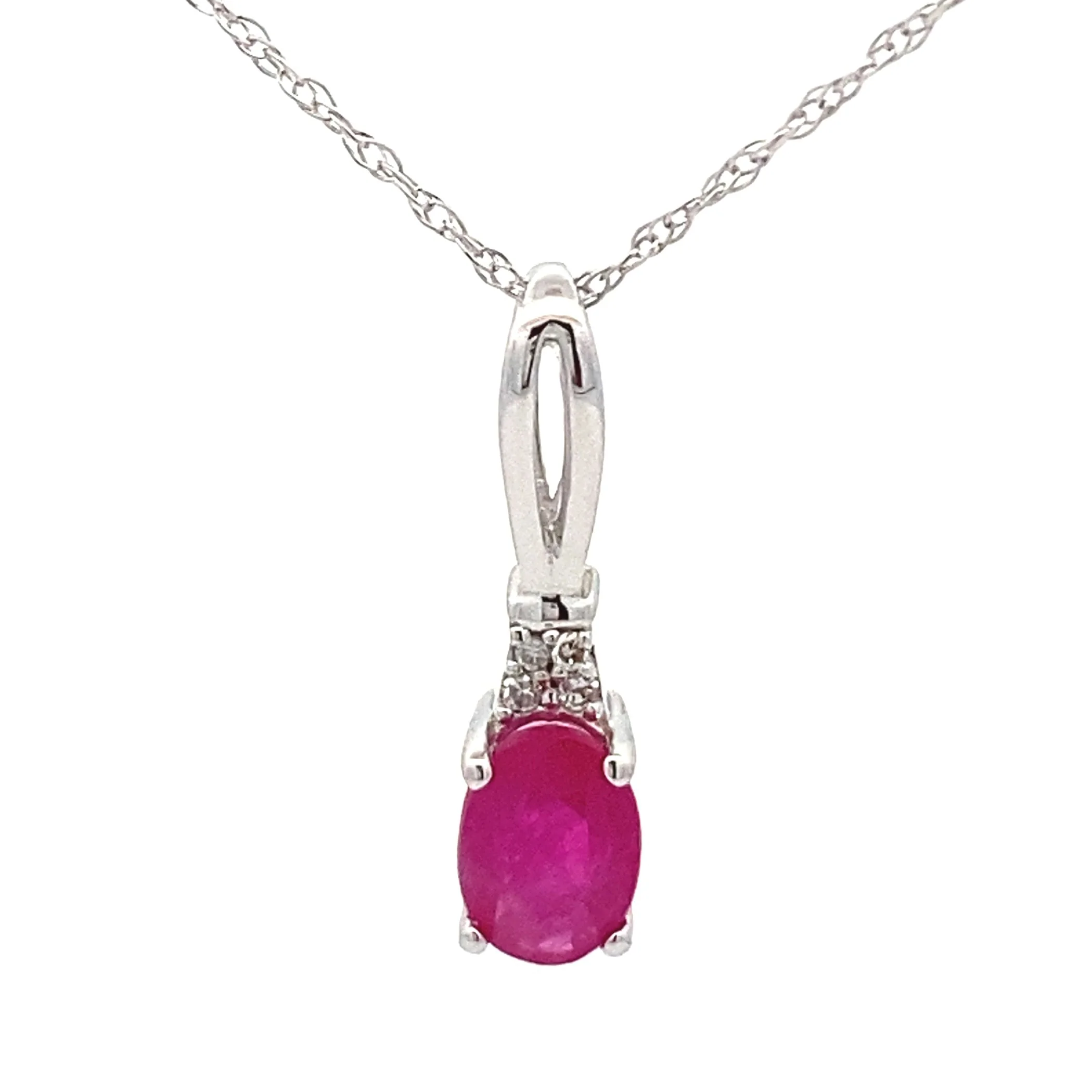 .02ct Ruby Diamond Fashion Pendants 10KT White Gold - Image 4
