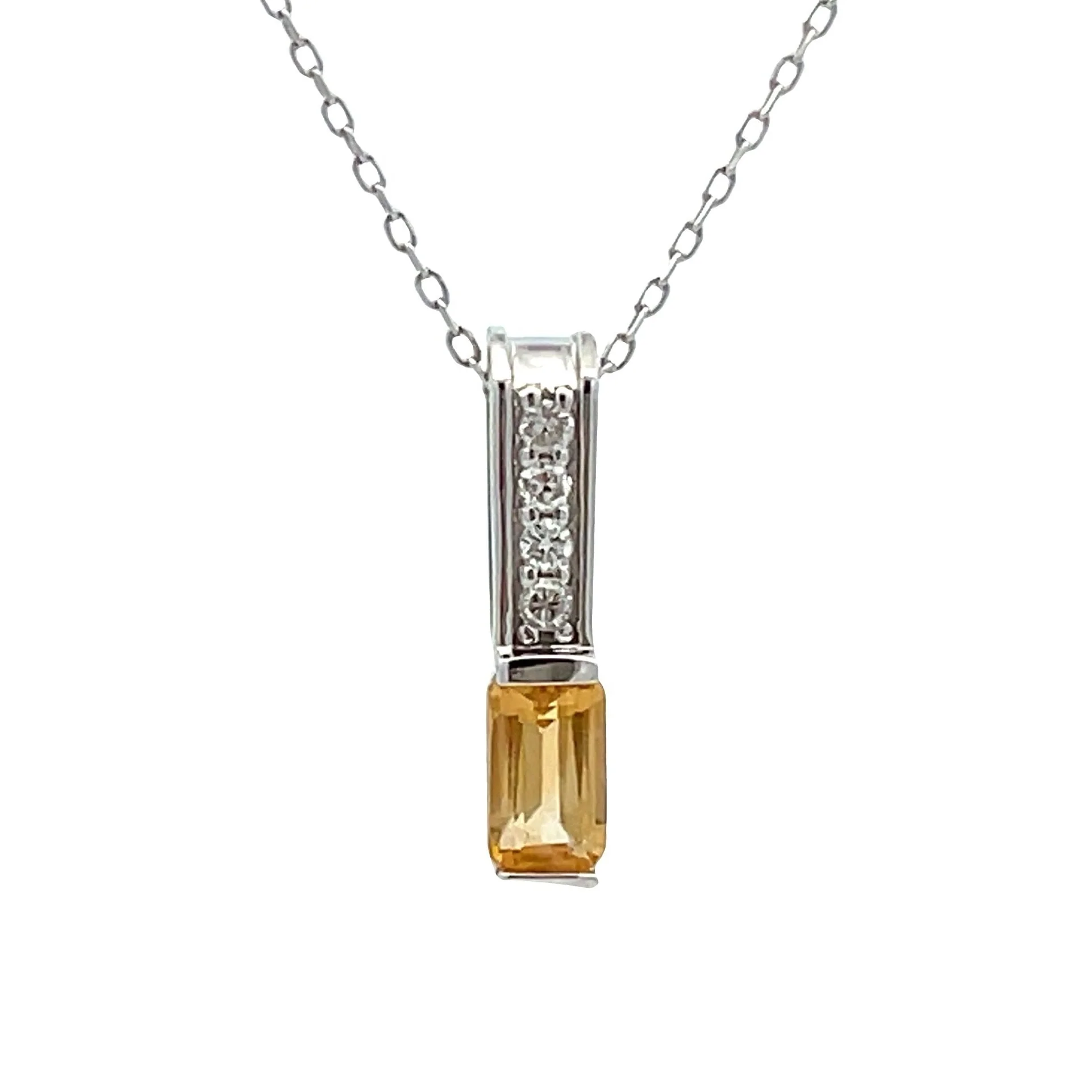 .06ct Citrine Diamond Fashion Pendants 10KT White Gold - Image 4