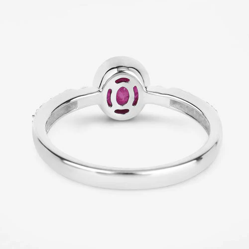 1.00 Carat Genuine Ruby and White Diamond 14K White Gold Ring - Image 7