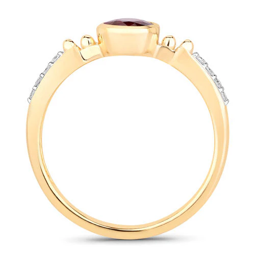 1.00 Carat Genuine Ruby and White Diamond 14K Yellow Gold Ring - Image 2