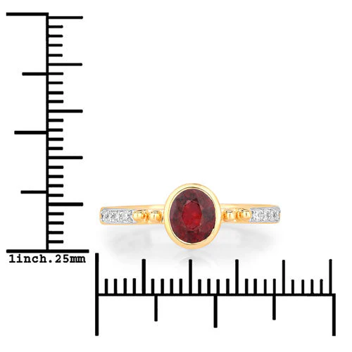 1.00 Carat Genuine Ruby and White Diamond 14K Yellow Gold Ring - Image 3
