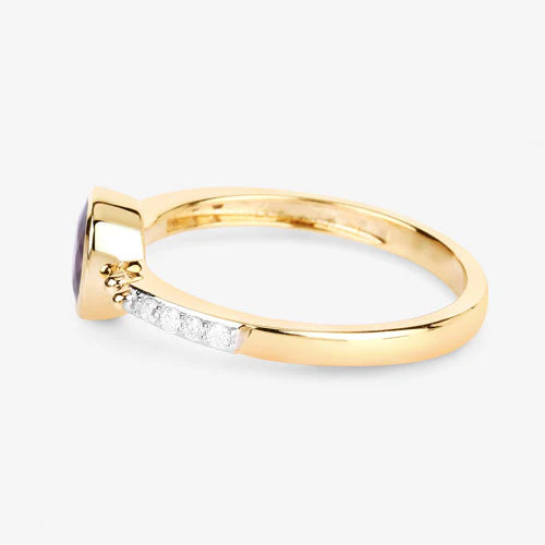 1.00 Carat Genuine Ruby and White Diamond 14K Yellow Gold Ring - Image 6