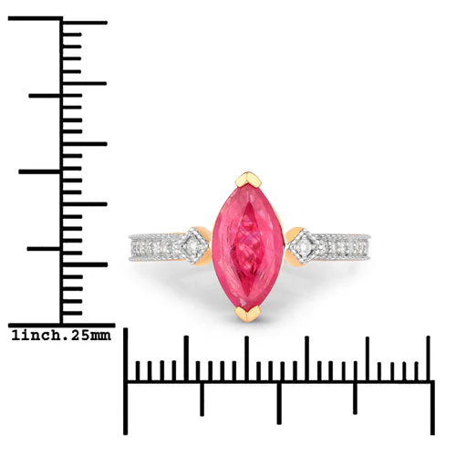 1.01 Carat Genuine Ruby and White Diamond 14K Yellow Gold Ring - Image 3