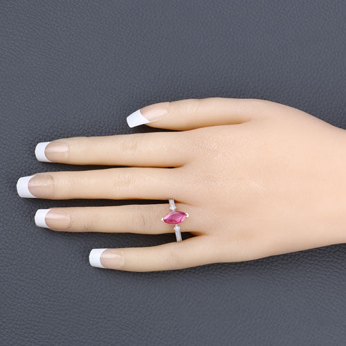 1.01 Carat Genuine Ruby and White Diamond 14K Yellow Gold Ring - Image 5