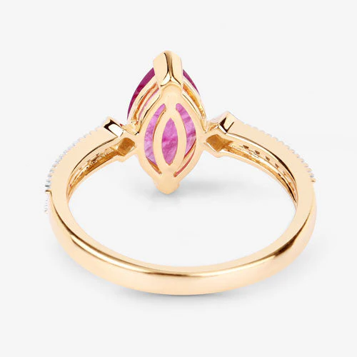 1.01 Carat Genuine Ruby and White Diamond 14K Yellow Gold Ring - Image 7
