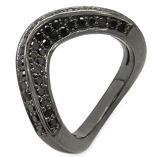 1.02 Carat Genuine Black Diamond .925 Sterling Silver Ring - Image 2