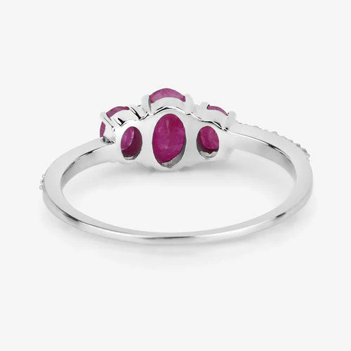 1.02 Carat Genuine Ruby and White Diamond 14K White Gold Ring - Image 12