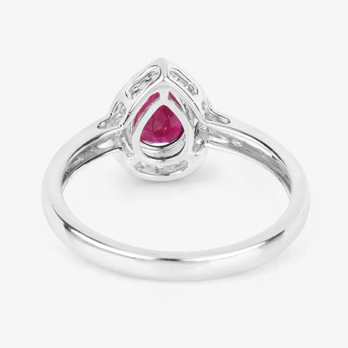 1.02 Carat Genuine Ruby and White Diamond 14K White Gold Ring - Image 7