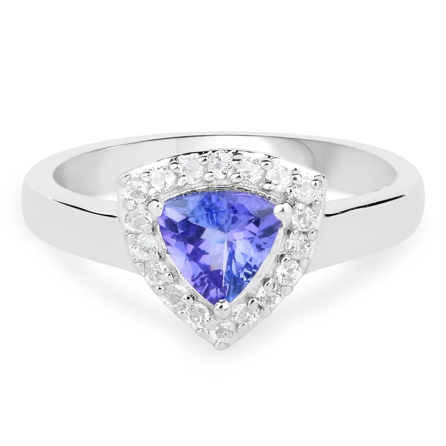 1.02 Carat Genuine Tanzanite and White Topaz .925 Sterling Silver Ring - Image 3