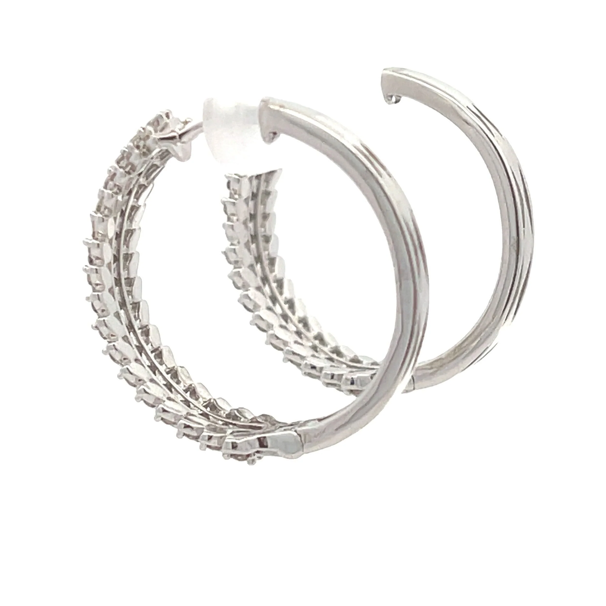 1.02ct Diamond Hoop Earrings 10KT White Gold - Image 2