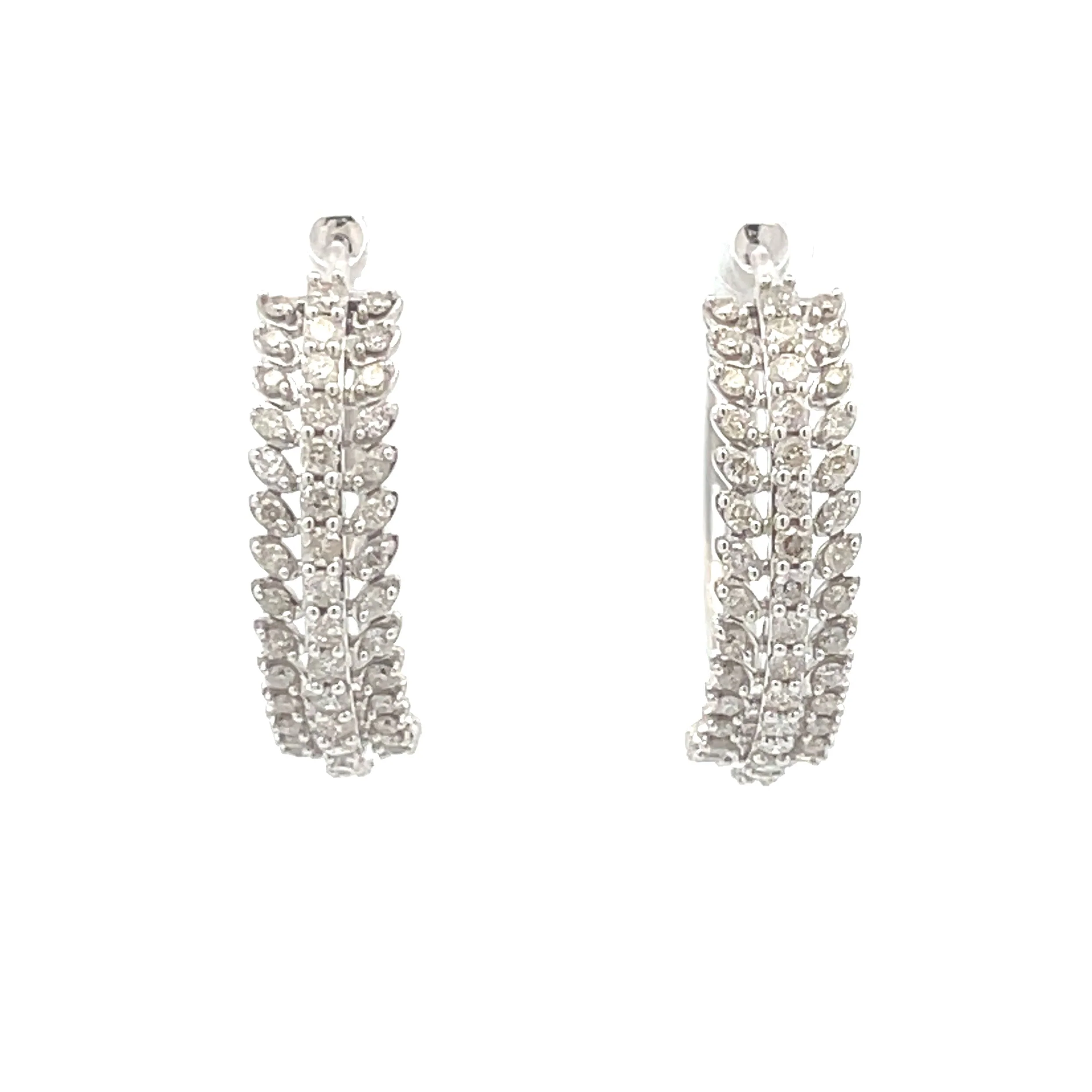 1.02ct Diamond Hoop Earrings 10KT White Gold - Image 3