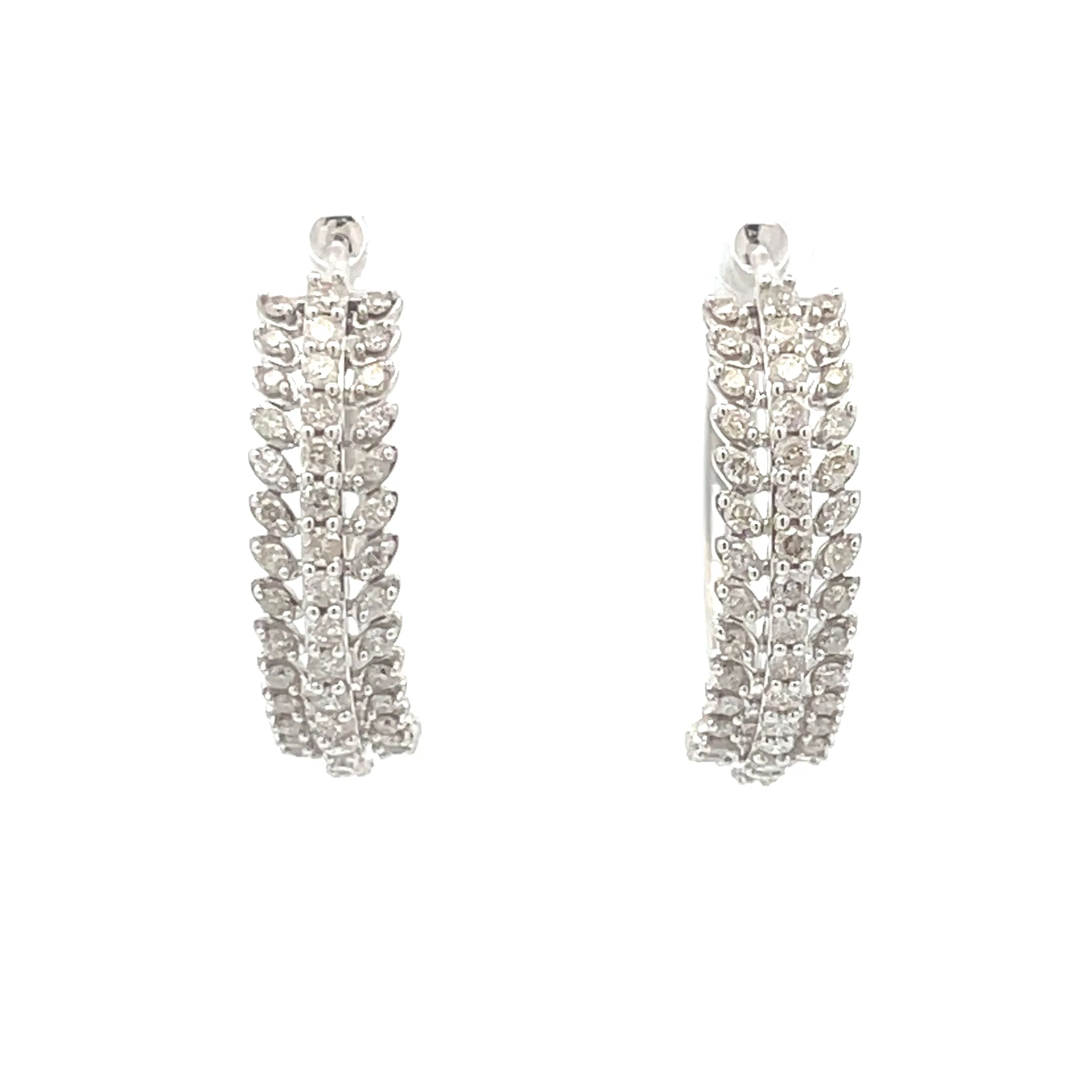 1.02ct Diamond Hoop Earrings 10KT White Gold - Image 4