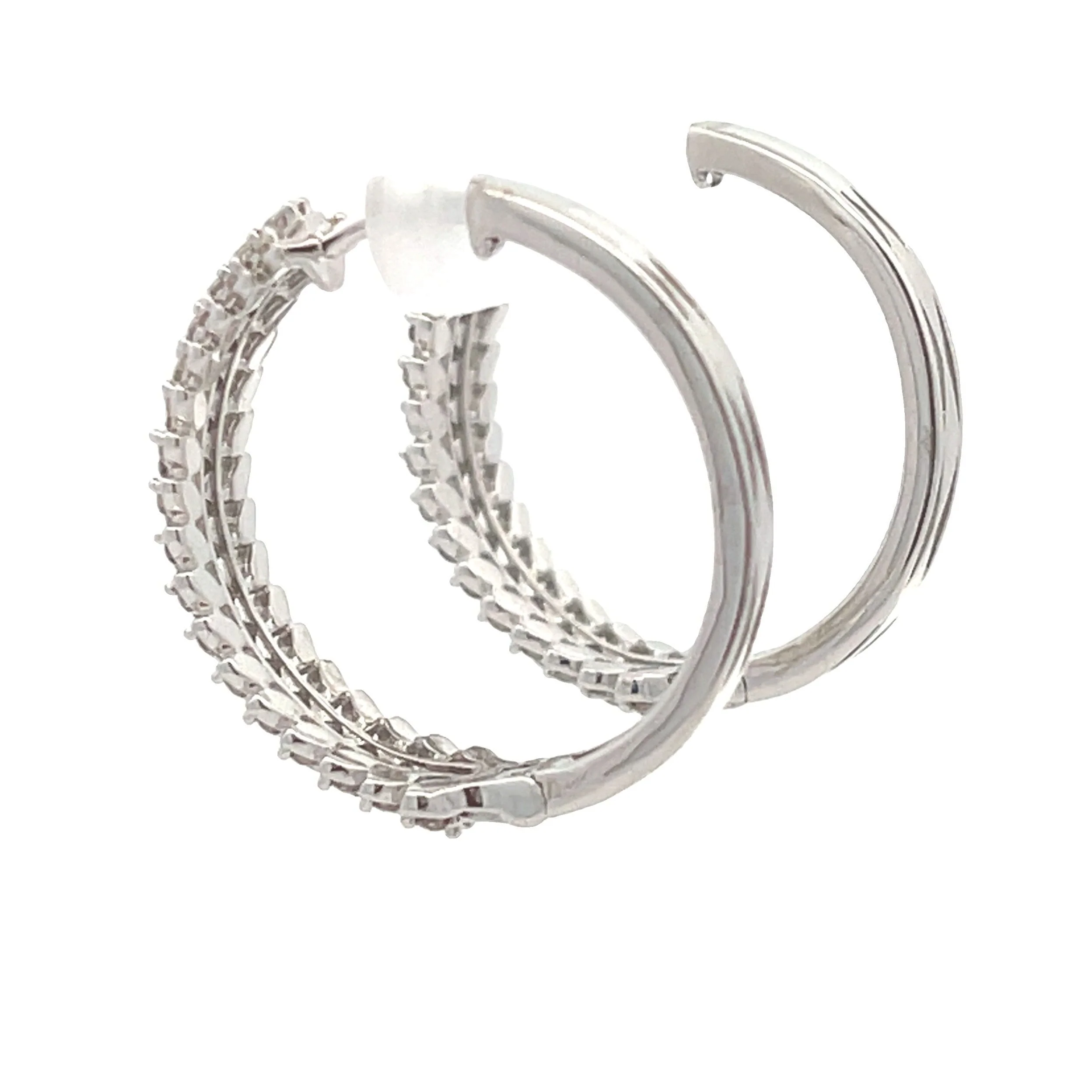 1.02ct Diamond Hoop Earrings 10KT White Gold - Image 5