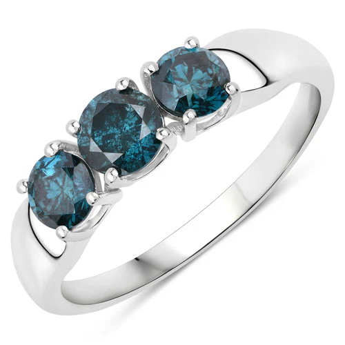 1.03 Carat Genuine Blue Diamond 14K White Gold Ring - Image 5