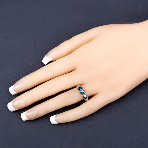 1.03 Carat Genuine Blue Diamond 14K White Gold Ring - Image 9