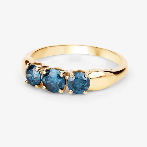 1.03 Carat Genuine Blue Diamond 14K Yellow Gold Ring - Image 10