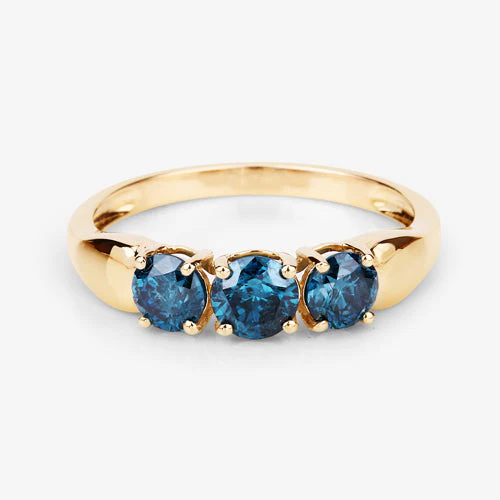 1.03 Carat Genuine Blue Diamond 14K Yellow Gold Ring - Image 14