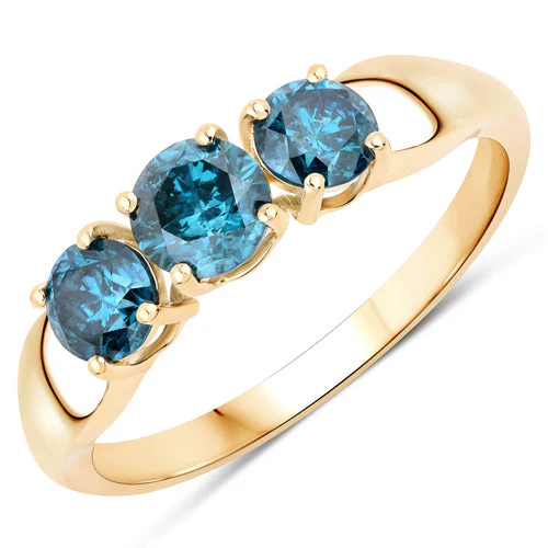 1.03 Carat Genuine Blue Diamond 14K Yellow Gold Ring - Image 5
