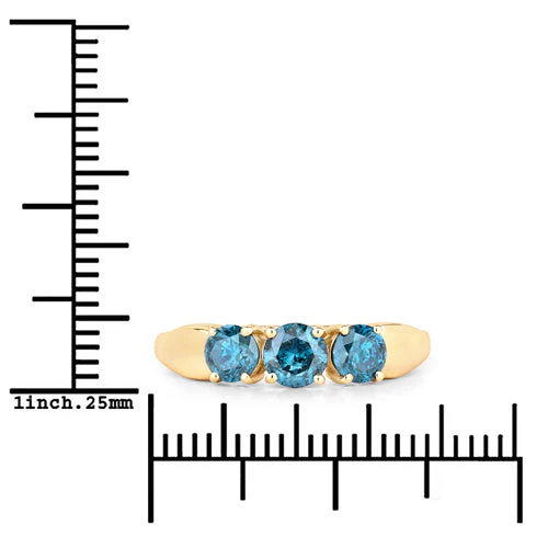 1.03 Carat Genuine Blue Diamond 14K Yellow Gold Ring - Image 7
