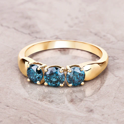 1.03 Carat Genuine Blue Diamond 14K Yellow Gold Ring - Image 8