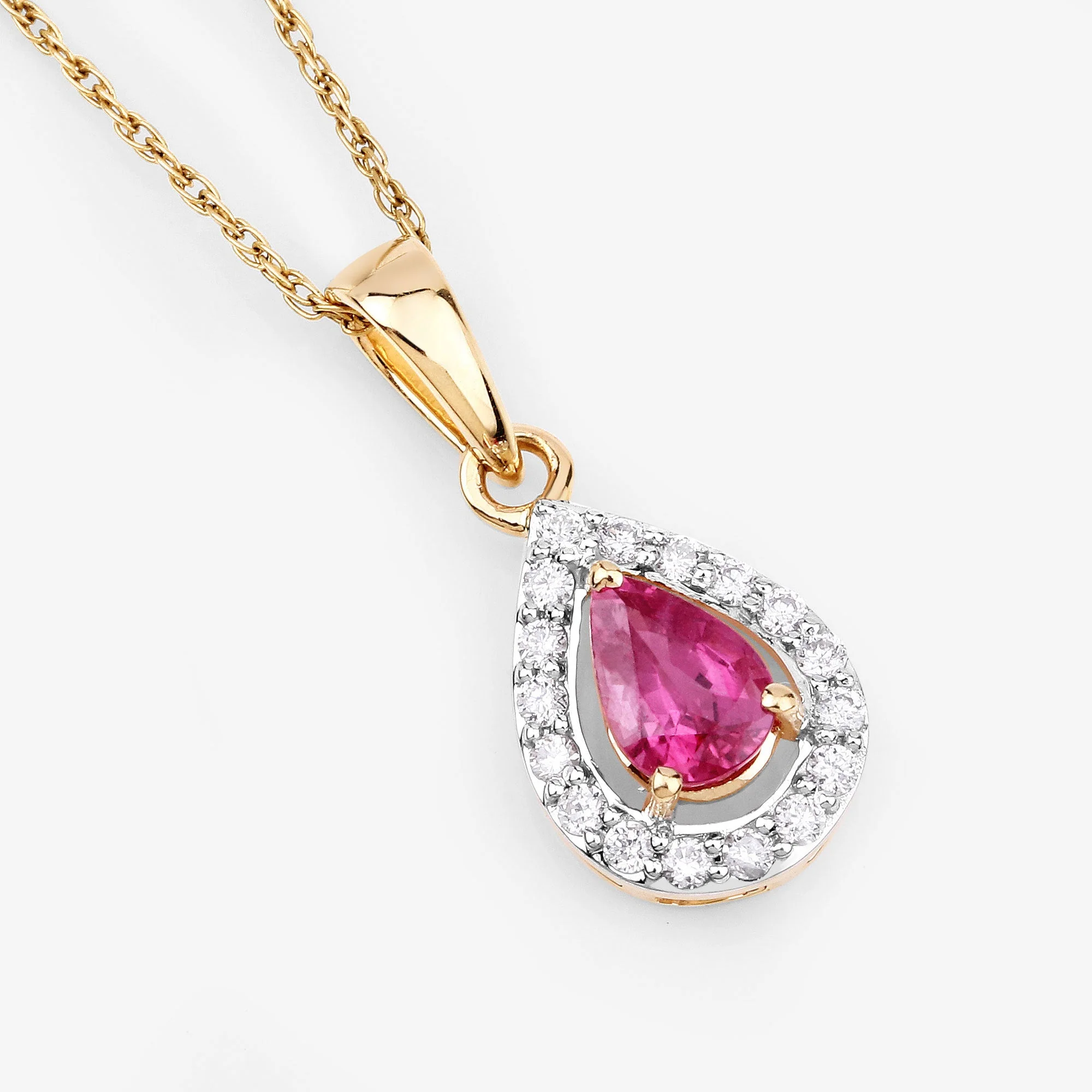 1.03 Carat Genuine Ruby and White Diamond 14K Yellow Gold Pendant - Image 3