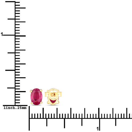 1.04 Carat Genuine Ruby 10K Yellow Gold Earrings - Image 3