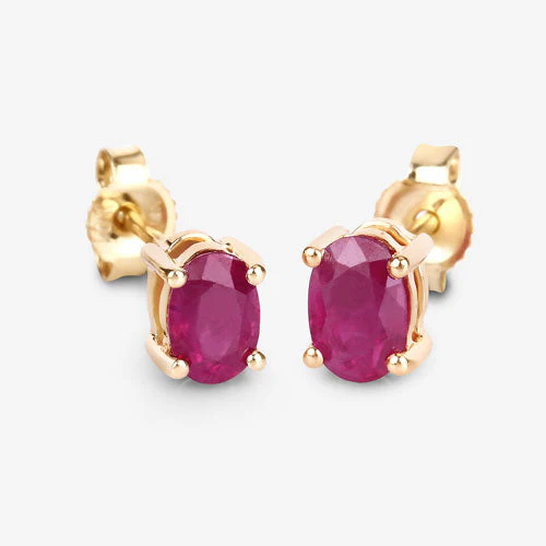 1.04 Carat Genuine Ruby 10K Yellow Gold Earrings - Image 7