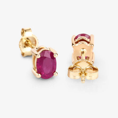 1.04 Carat Genuine Ruby 10K Yellow Gold Earrings - Image 9