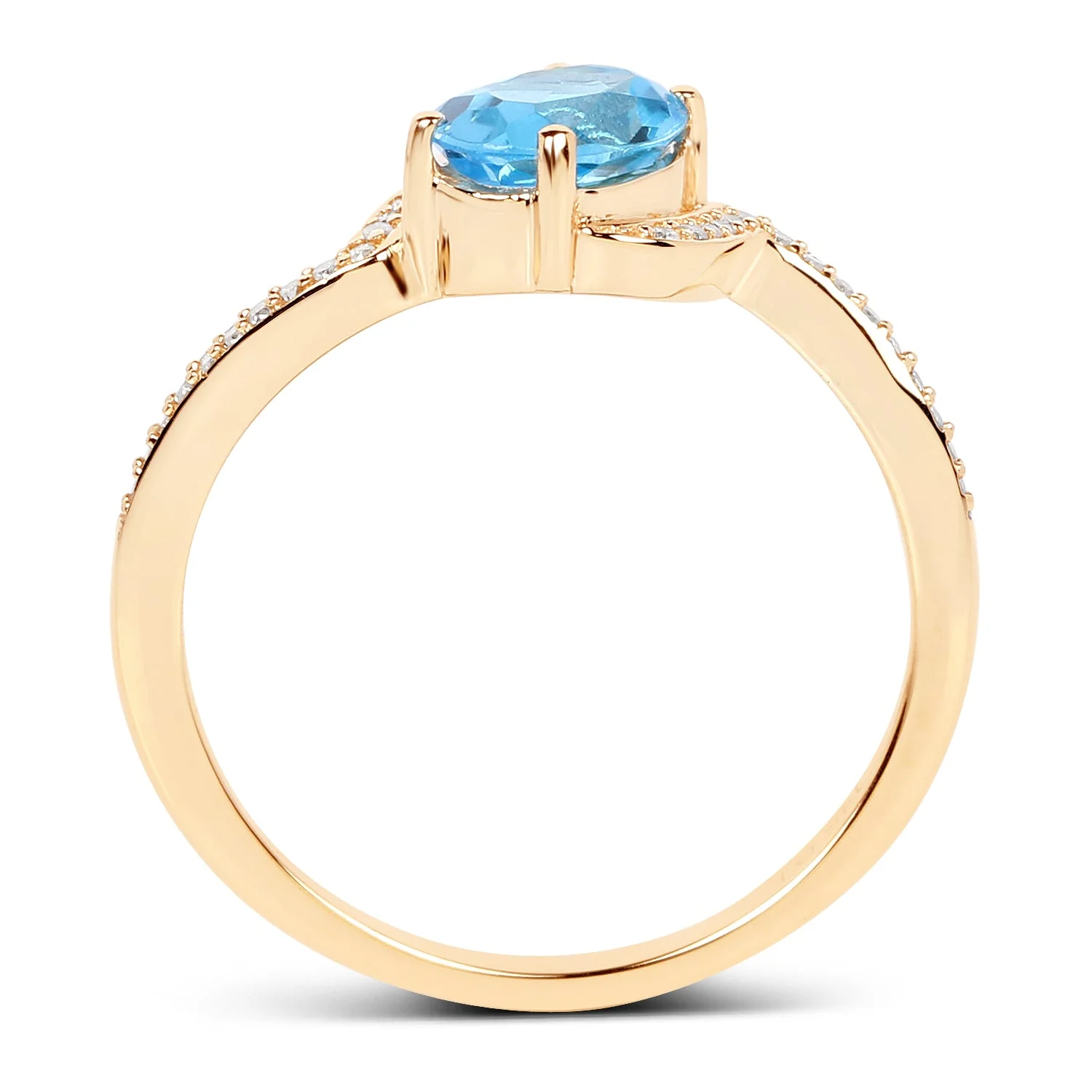 1.04 Carat Genuine Swiss Blue Topaz and White Diamond 14K Yellow Gold Ring - Image 2