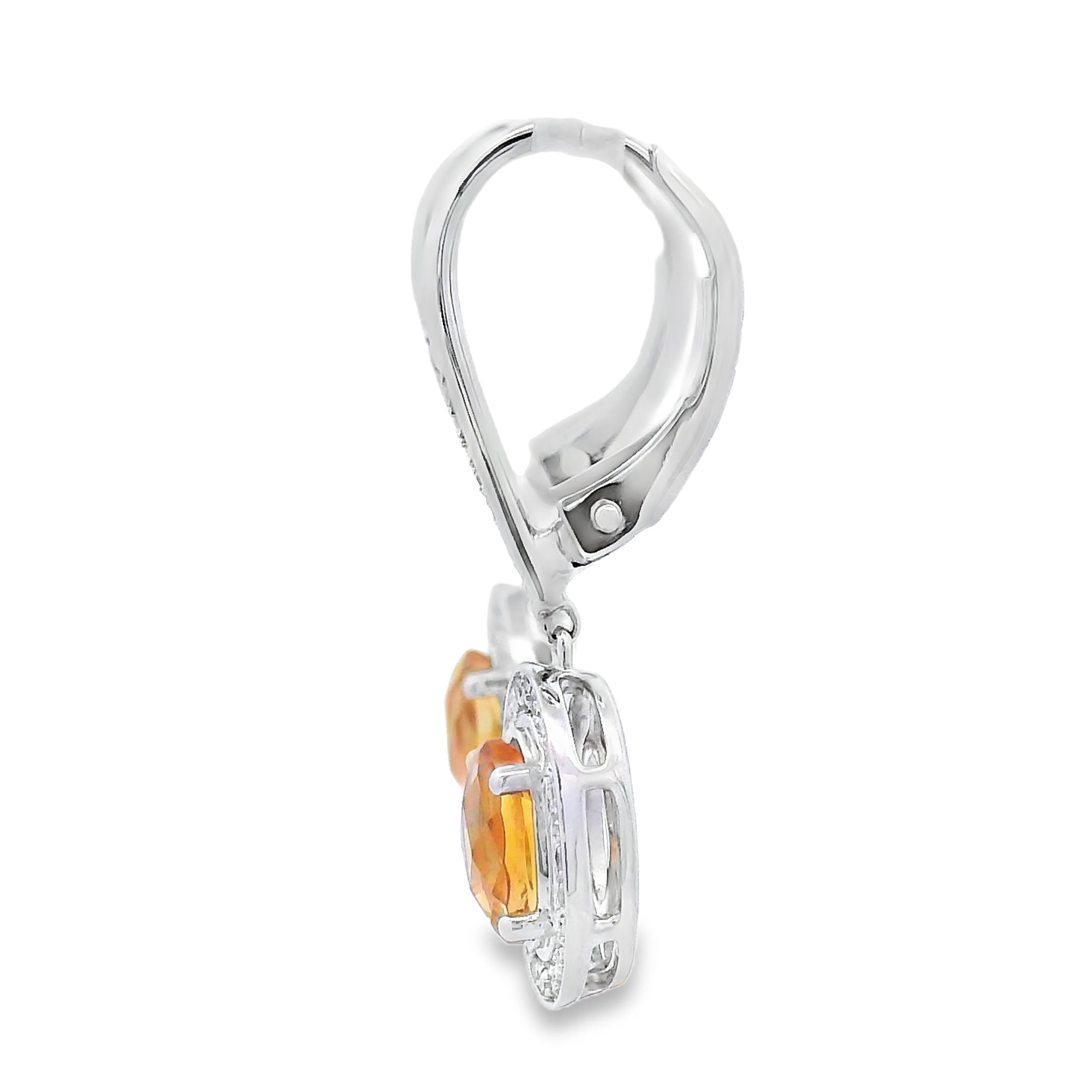 1.04ct Citrine Diamond Dangle Earrings 10KT White Gold - Image 2