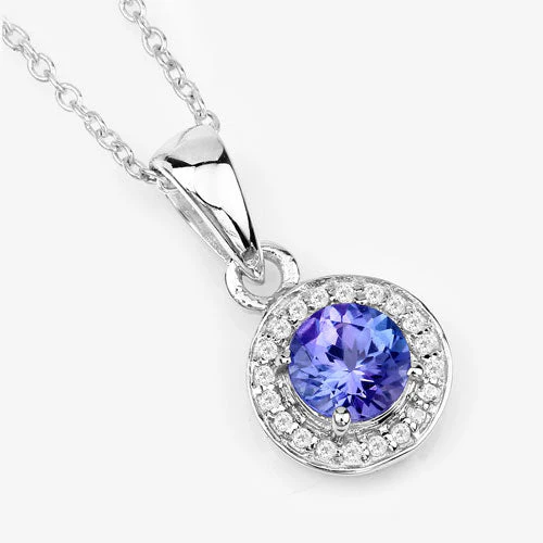 1.05 Carat Genuine Tanzanite and White Topaz .925 Sterling Silver Pendant - Image 11