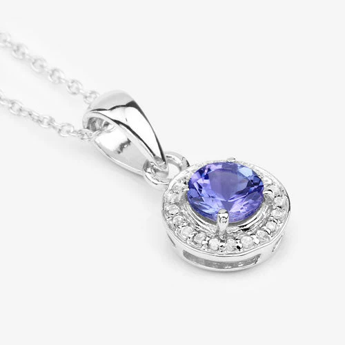 1.05 Carat Genuine Tanzanite and White Topaz .925 Sterling Silver Pendant - Image 12
