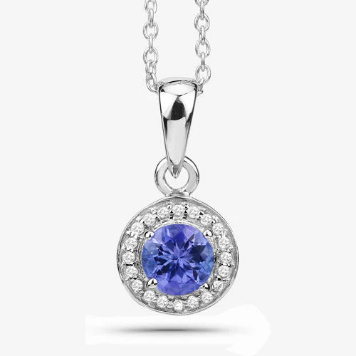 1.05 Carat Genuine Tanzanite and White Topaz .925 Sterling Silver Pendant - Image 7
