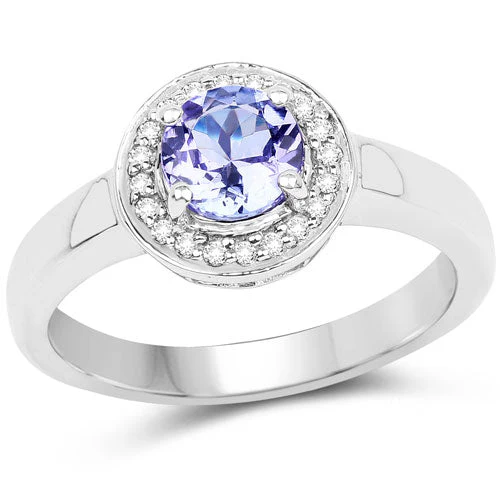 1.05 Carat Genuine Tanzanite and White Topaz .925 Sterling Silver Ring - Image 5