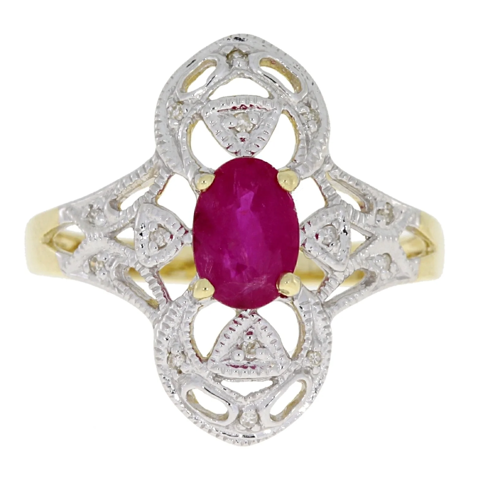 1.05ct Ruby Diamond Ring 10KT Yellow Gold