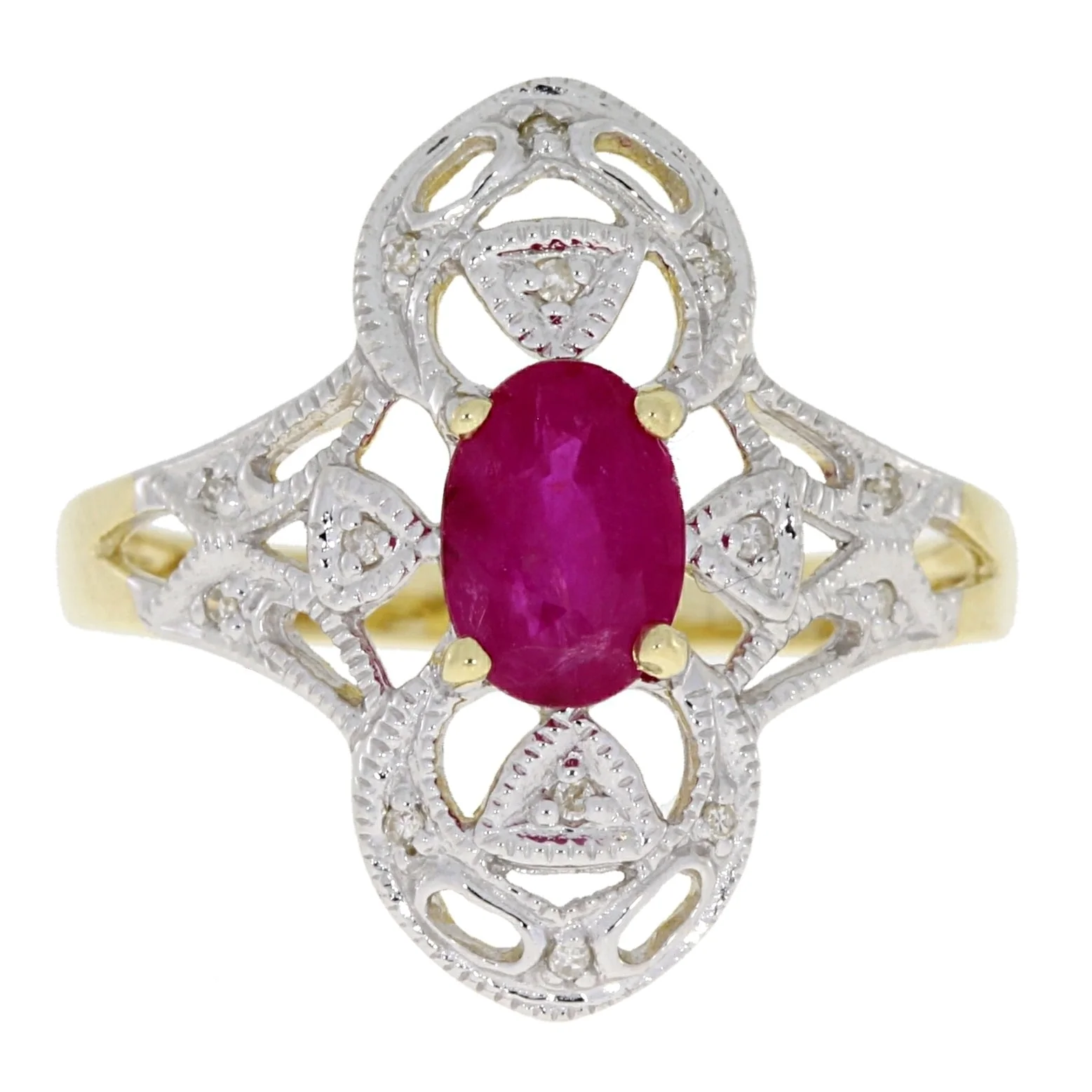 1.05ct Ruby Diamond Ring 10KT Yellow Gold - Image 4