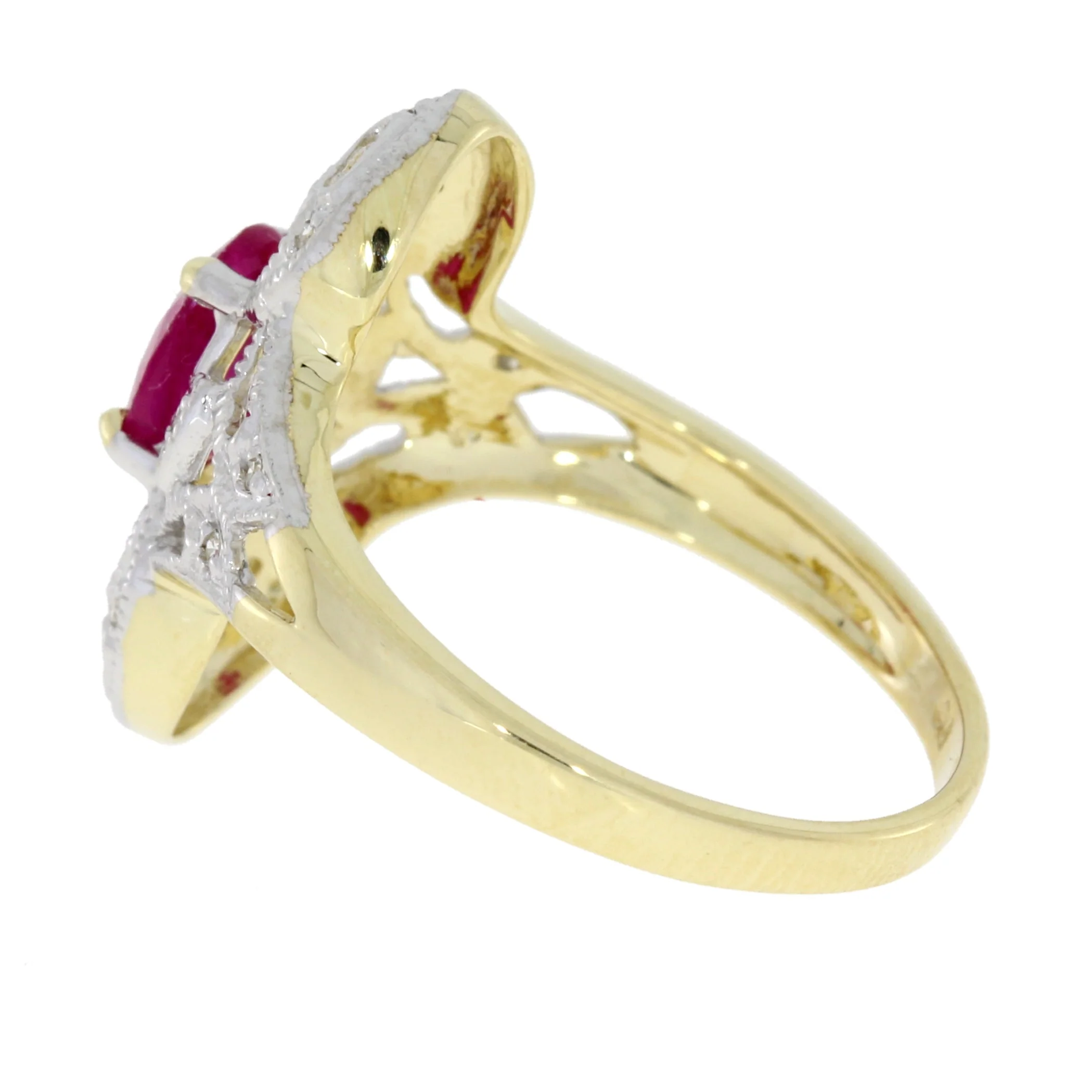1.05ct Ruby Diamond Ring 10KT Yellow Gold - Image 5