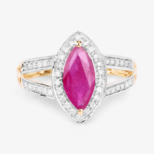 1.06 Carat Genuine Ruby and White Diamond 14K Yellow Gold Ring - Image 8