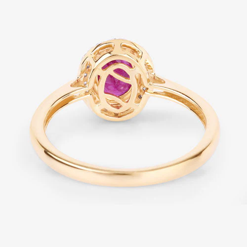1.06 Carat Genuine Ruby and White Diamond 14K Yellow Gold Ring - Image 7